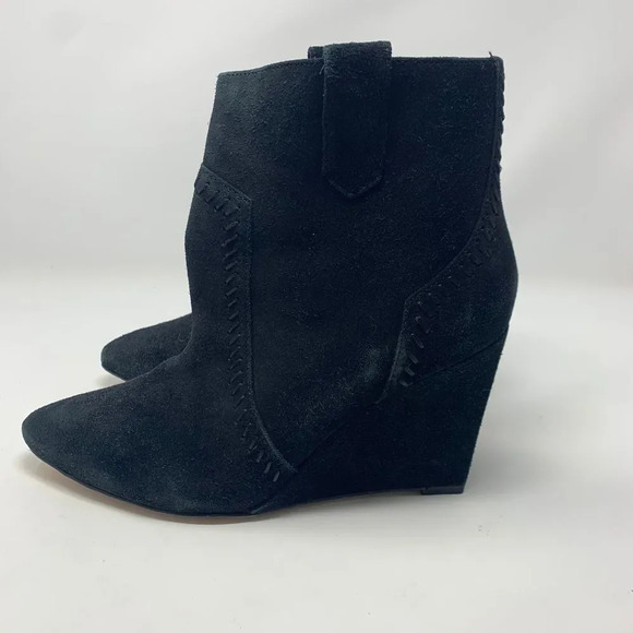 Rebecca Minkoff Bianca Wedge Booties Black Suede - Picture 11 of 12